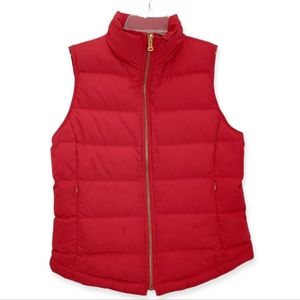 Talbots Women's Petite Red Vest Duck Down Feathers Gold Hardware